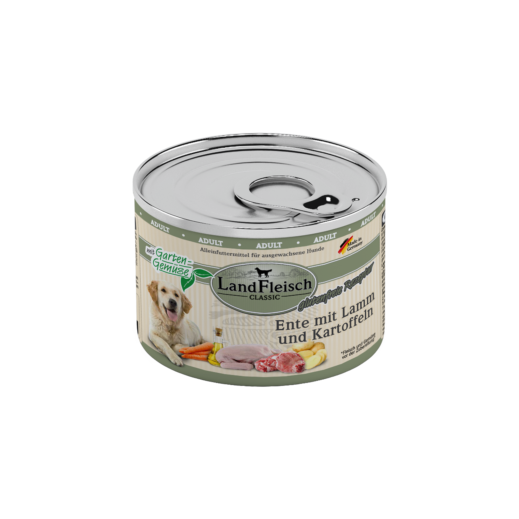 Landfleisch Hund Nassfutter Ente mit Lamm und Kartoffel ohne Gluten 195g