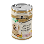 Landfleisch Hund Nassfutter Junior Huhn und Ente mit Kartoffel ohne Gluten 400g