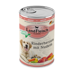 Landfleisch Hund Nassfutter Rinderherzen mit Nudeln 400g