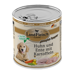 Landfleisch Hund Nassfutter Junior Huhn und Ente mit Kartoffel ohne Gluten 800g