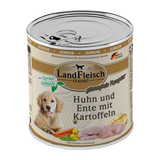 Landfleisch Hund Nassfutter Junior Huhn und Ente mit Kartoffel ohne Gluten 800g