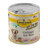 Landfleisch Hund Nassfutter Geflügel mit Reis extra mager ohne Gluten 800g