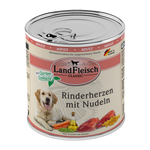 Landfleisch Hund Nassfutter Rinderherzen mit Nudeln 800g