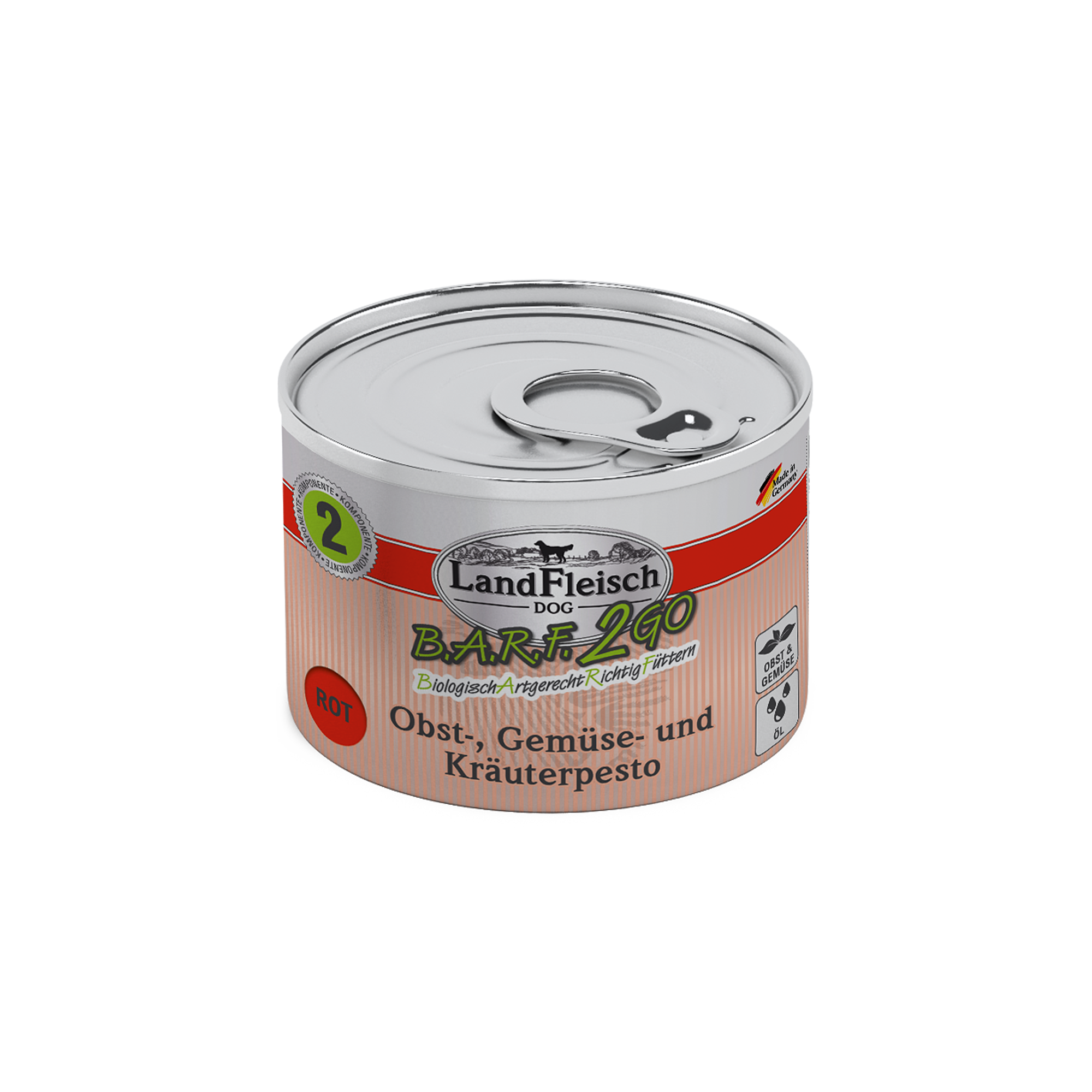 Landfleisch Barf2Go Obst- Gemüse- und Kräuterpesto für Hunde Rot Edition 200g- Barfen einfach gemacht