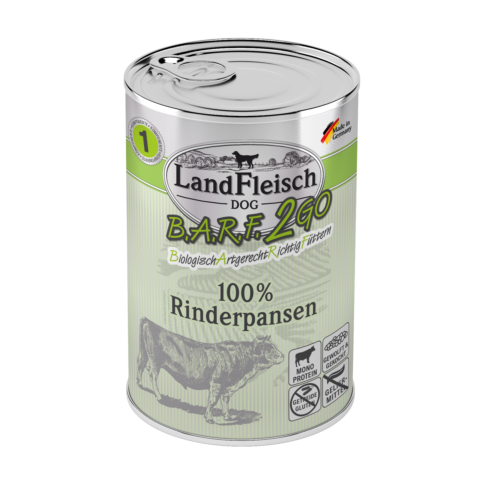 Landfleisch Barf2Go Futter für Hunde 100% Rinderpansen 400g - Barfen einfach gemacht