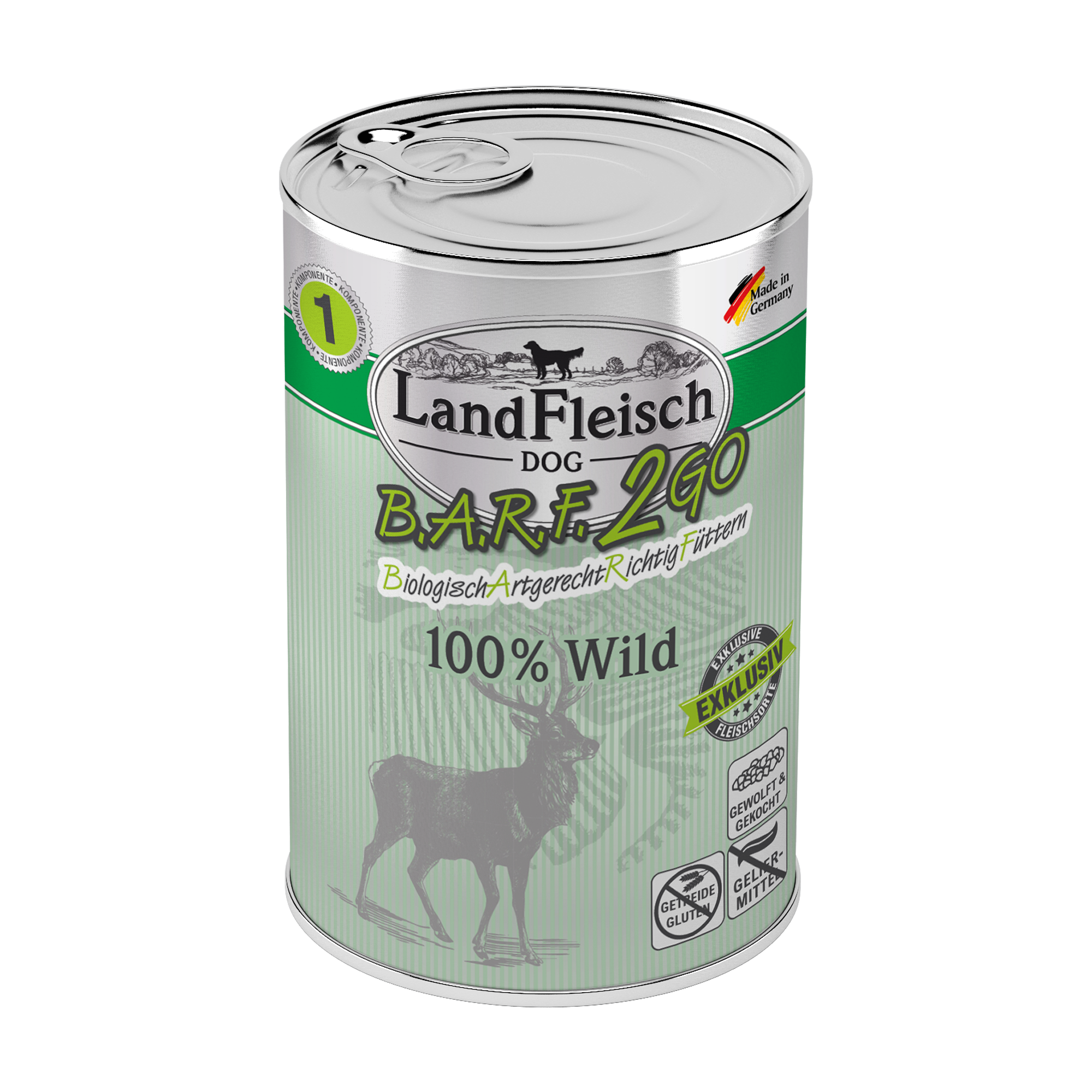 Landfleisch Barf2Go Futter für Hunde 100% Wild 400g - Barfen einfach gemacht