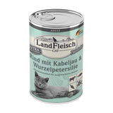 Landfleisch Katzenfutter Nassfutter Rind mit Kabeljau und Wurzelpetersilie 400g