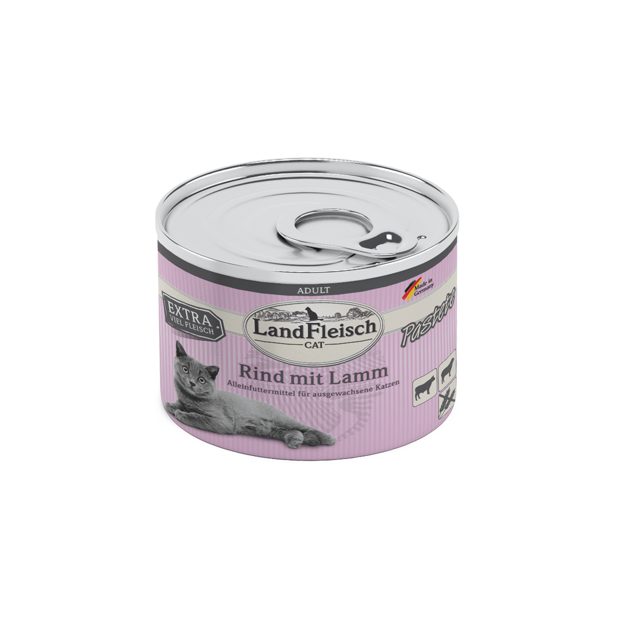 Landfleisch Katzenfutter Nassfutter Rind mit Lamm 195g