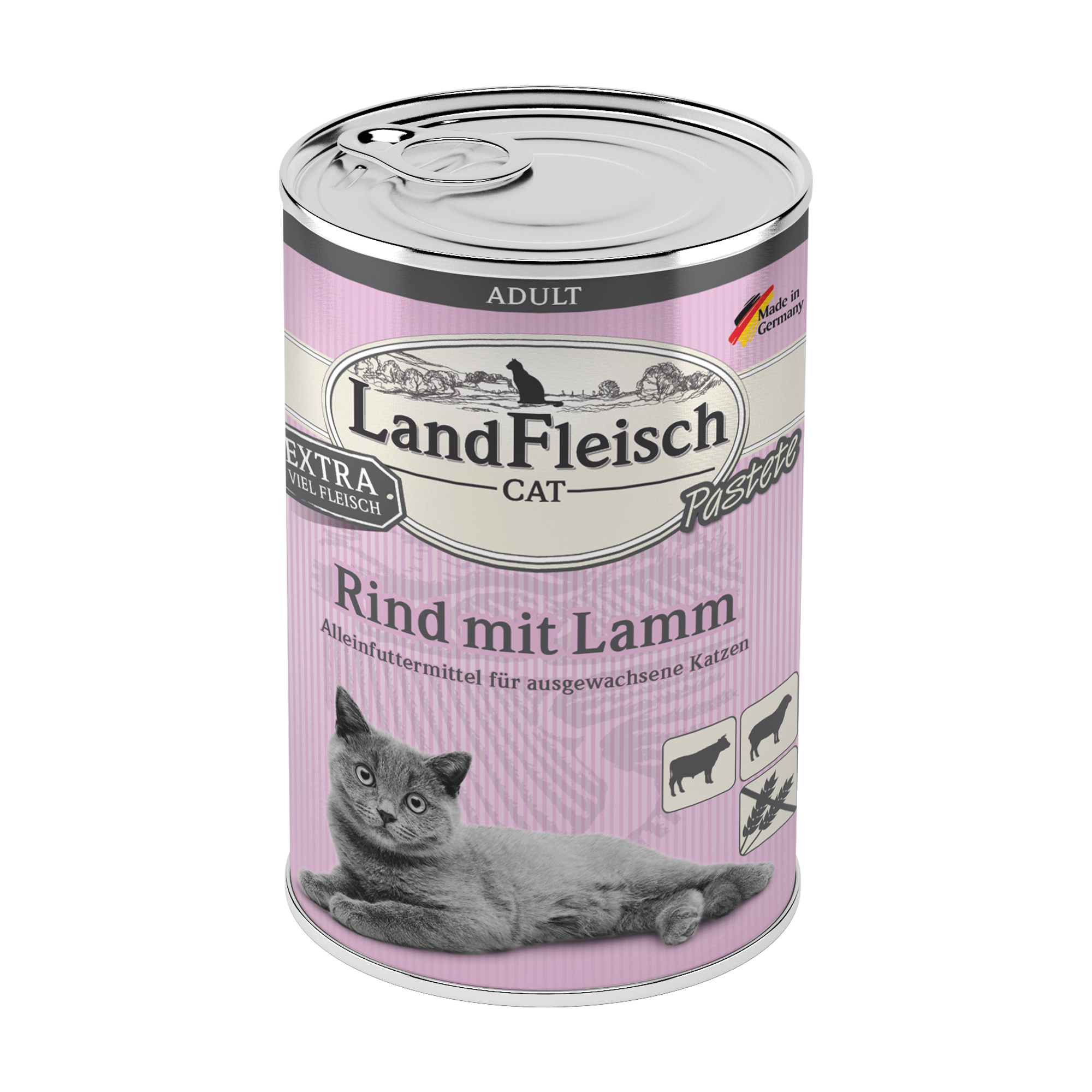 Landfleisch Katzenfutter Nassfutter Rind mit Lamm 400g