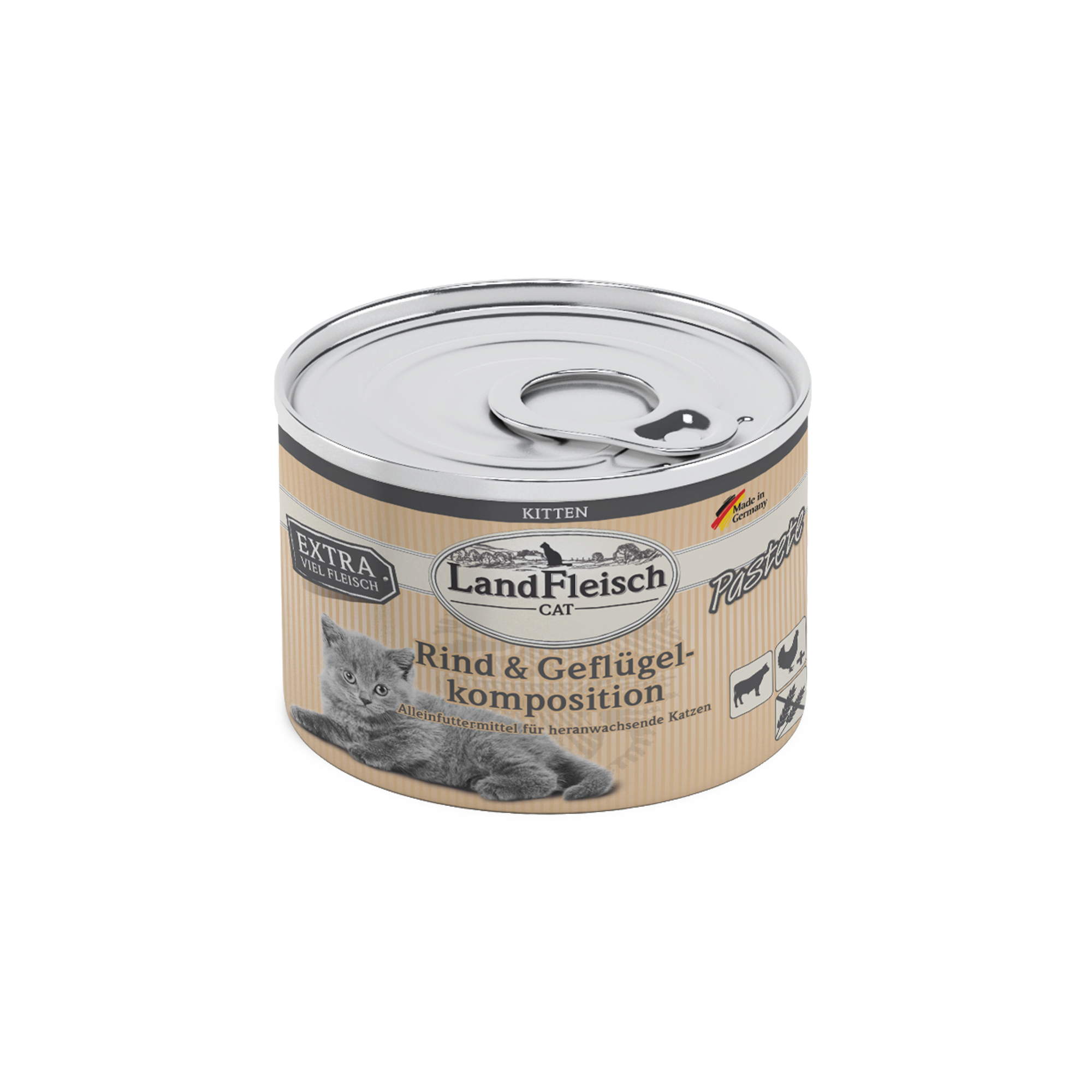 Landfleisch Kitten Nassfutter Rind und Geflügelkomposition Pastete 195g
