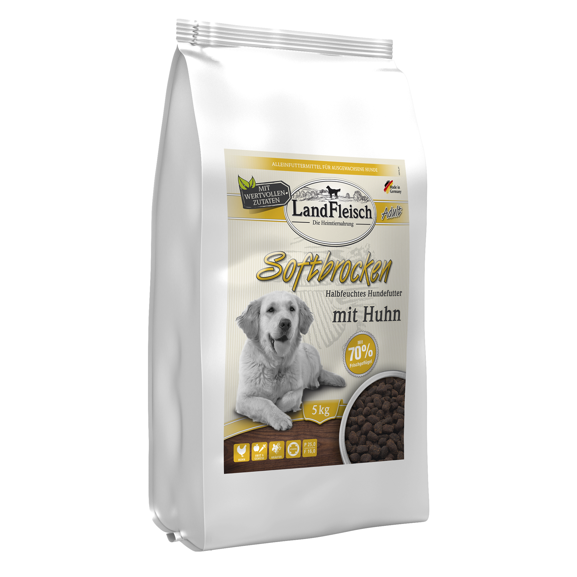 Landfleisch Softbrocken Hundefutter mit Huhn 5 kg