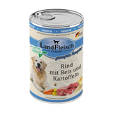 Landfleisch Hund Nassfutter Senior Rind mit Reis und Kartoffeln ohne Gluten 400g