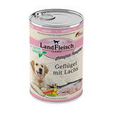 Landfleisch Hund Nassfutter Geflügel mit lachs ohne Gluten 400g