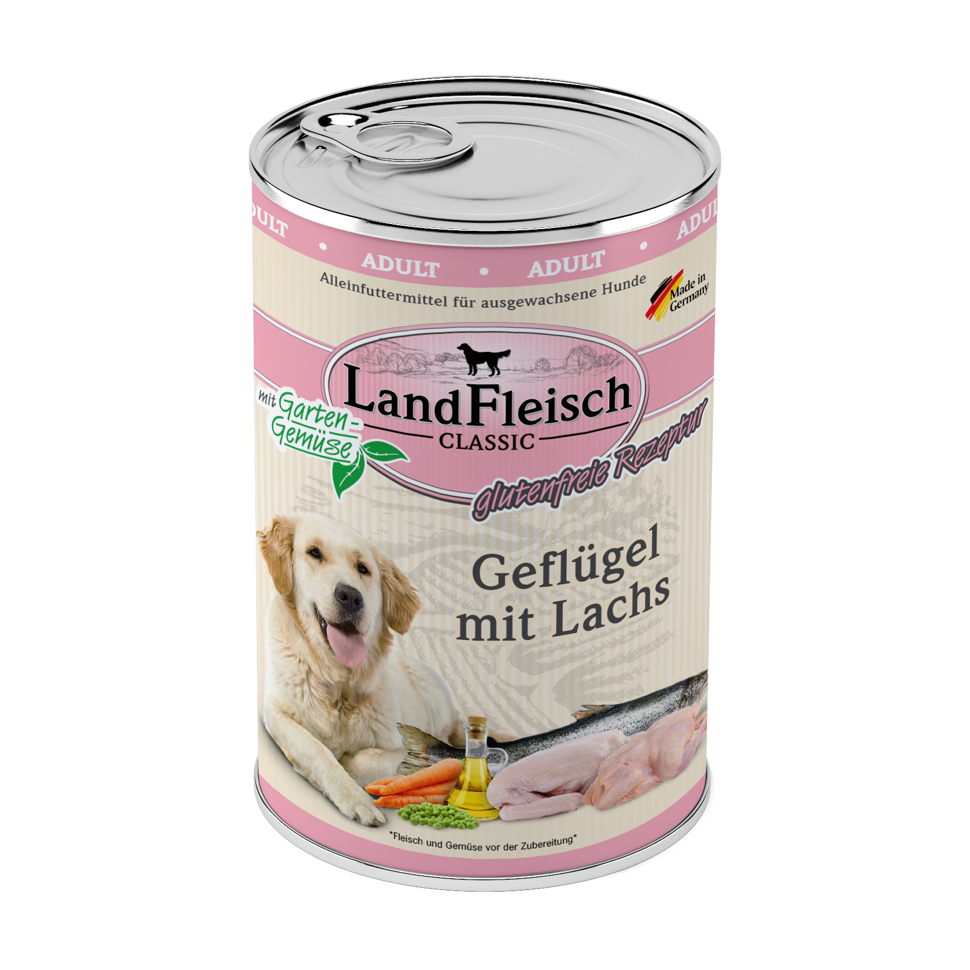 LandFleisch Dog Classic Geflügel mit Lachs und Gartengemüse