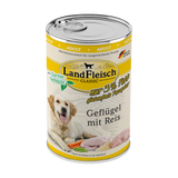 Landfleisch Hund Nassfutter Geflügel mit Reis extra mager ohne Gluten 400g