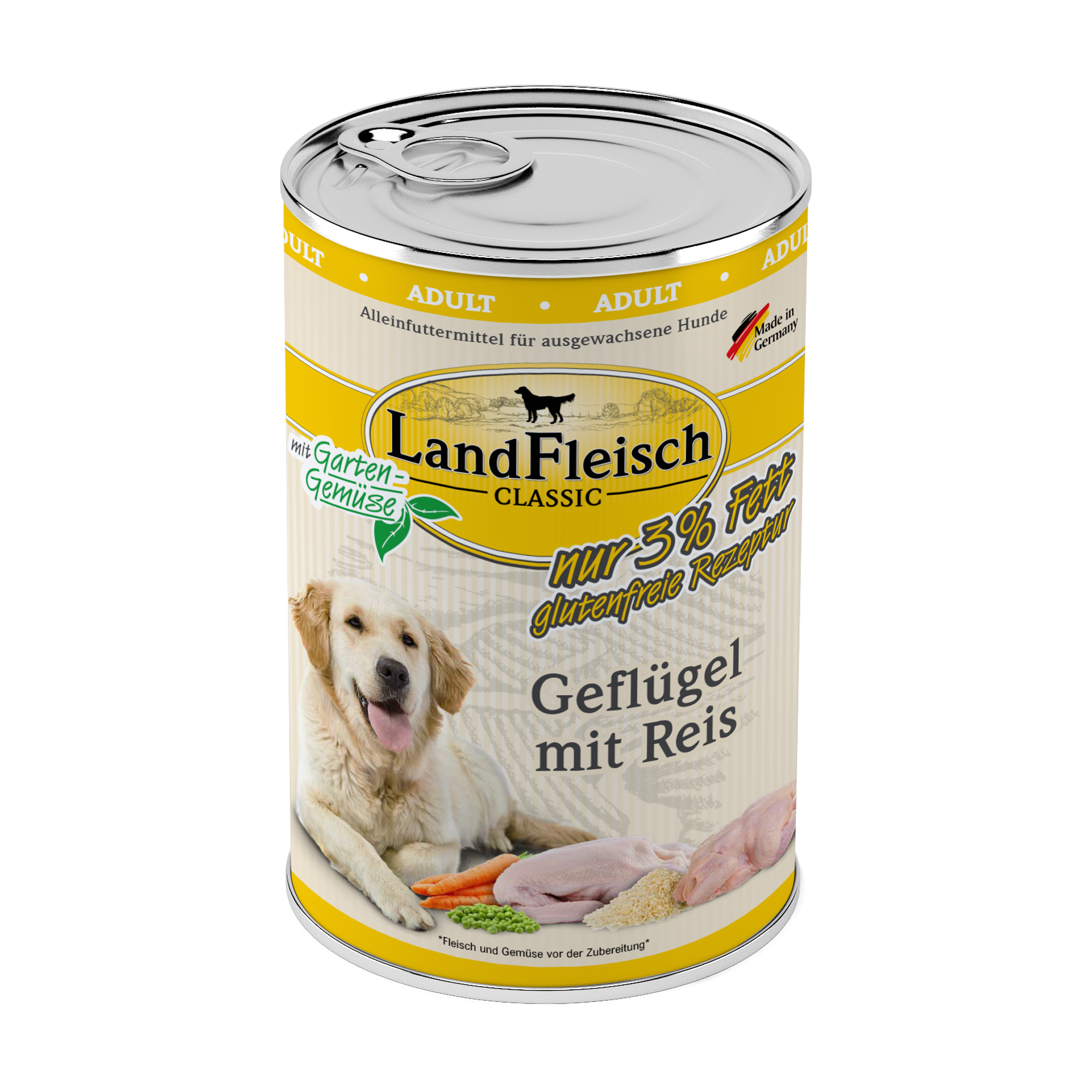 LandFleisch Dog Classic Geflügel mit Reis und Gartengemüse exta mager