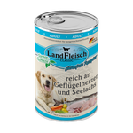 Landfleisch Hund Nassfutter Geflügelherzen mit Seelachs ohne Gluten 400g