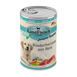 Landfleisch Hund Nassfutter Rinderherzen mit Reis ohne Gluten 400g 