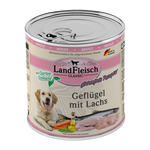 Landfleisch Hund Nassfutter Geflügel mit Lachs ohne Gluten 800g