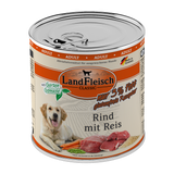 Landfleisch Hund Nassfutter Rind mit Reis extra mager ohne Gluten 800g 