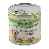 Landfleisch Hund Nassfutter Rinderpansen mit Reis ohne Gluten 800g 