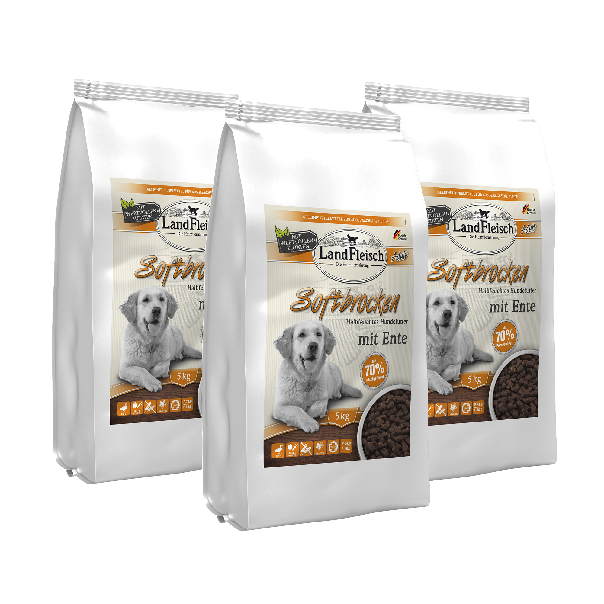 LandFleisch Dog Softbrocken mit Ente 5 kg