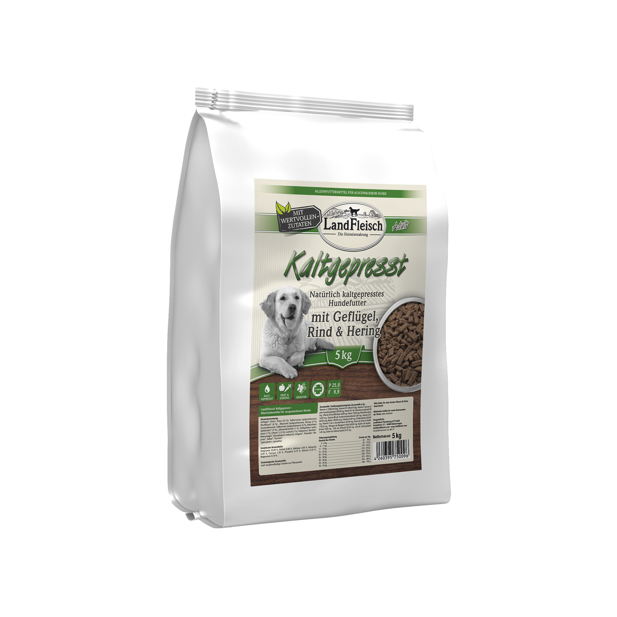 Landfleisch Kaltgepresst Hundefutter Trockenfutter 5kg